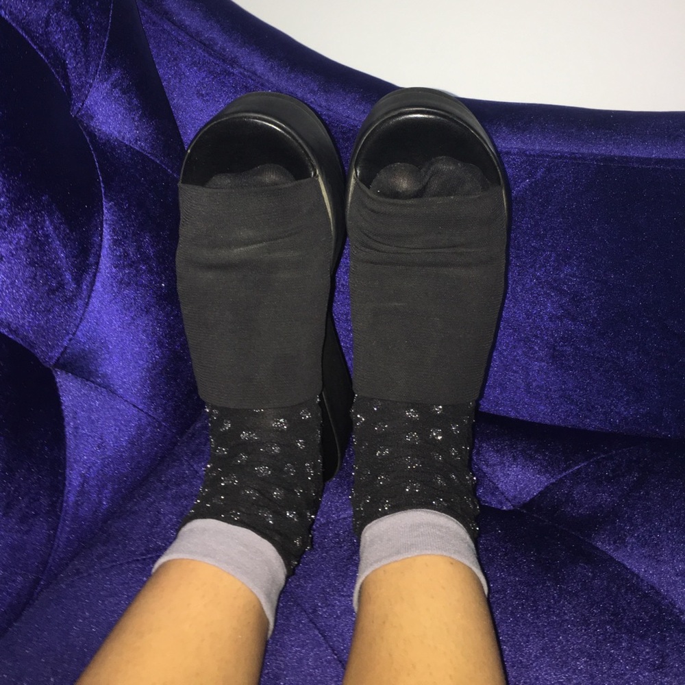 Steve Madden Black Platform Sandals Slide Shoes